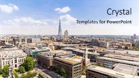  Presentation with panoramic london skyline iconic - Colorful PPT layouts enhanced with london downtown cityscape skylines building backdrop and a light blue colored foreground