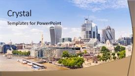  Presentation with panoramic london skyline iconic - Theme enhanced with london downtown cityscape skylines building background and a light blue colored foreground