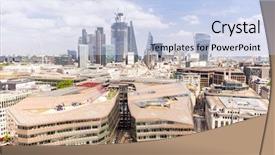  Presentation with london - Presentation design featuring london downtown cityscape skylines building background and a light blue colored foreground