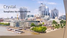  Presentation with london - Cool new presentation theme with london-downtown-cityscape-skylines-building backdrop and a light blue colored foreground