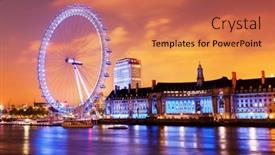  Presentation with england - Theme consisting of london-england-the-uk-skyline background and a coral colored foreground