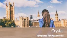  Presentation with autumn blue - Cool new presentation theme with london europe city autumn travel backdrop and a coral colored foreground