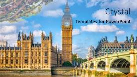  Presentation with fall foliage - Theme featuring london-europe-travel-destination background and a light blue colored foreground