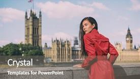  Presentation with rain city - Presentation design enhanced with london fashion week asian model background and a gray colored foreground