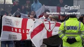  Presentation with mosque - Audience pleasing presentation consisting of london-feb-12-english-defence backdrop and a ocean colored foreground