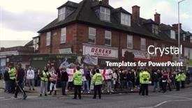  Presentation with mosque - Slide set having london-feb-12-english-defence background and a tawny brown colored foreground