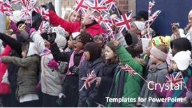  Presentation with kings - Audience pleasing slides consisting of london-feb-7-crowds backdrop and a tawny brown colored foreground