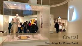  Presentation with museum exhibition - Presentation theme enhanced with london-february-17-2017-evening background and a coral colored foreground