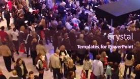  Presentation with promote - Colorful slides enhanced with london-jan-29-visitors-attend backdrop and a tawny brown colored foreground