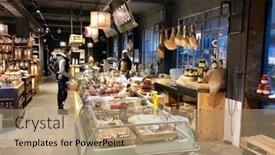  Presentation with food market - Presentation theme enhanced with london-january-23-2018-deli background and a coral colored foreground