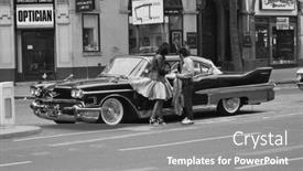  Presentation with music rock roll - Presentation theme enhanced with london-may-15-music-fans background and a gray colored foreground