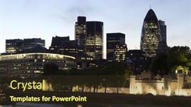  Presentation with story - Theme with london-may-31-business-district background and a tawny brown colored foreground