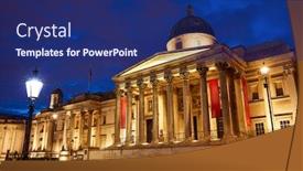  Presentation with square - Cool new presentation theme with london-national-galelery-in-trafalgar backdrop and a navy blue colored foreground