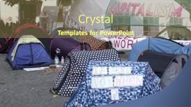  Presentation with cities - Audience pleasing theme consisting of london-oct-23-anti-capitalist backdrop and a tawny brown colored foreground