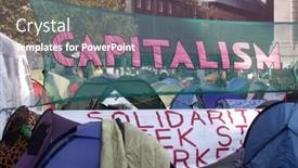  Presentation with cities - Slide deck featuring london-oct-23-anti-capitalist background and a coral colored foreground