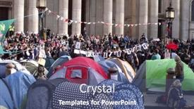  Presentation with cities - PPT theme featuring london-oct-23-anti-capitalist background and a ocean colored foreground