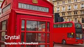 Presentation with old england - Colorful theme enhanced with london old red telephone box backdrop and a tawny brown colored foreground