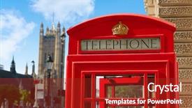  Presentation with old telephone - Amazing slide deck having london old red telephone box in england backdrop and a tawny brown colored foreground
