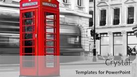  Presentation with red telephone - PPT layouts having london-red-telephone-booth background and a light gray colored foreground