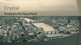  Presentation with bridges - Slide deck enhanced with london rooftop view panorama with urban architectures and bridges background and a lemonade colored foreground