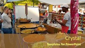  Presentation with food city - Slide set enhanced with london-september-27-stall-selling background and a tawny brown colored foreground
