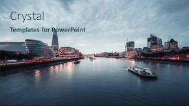  Presentation with london - PPT theme consisting of london-skyline-from-tower-bridge background and a light blue colored foreground