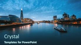  Presentation with london - PPT theme having london-skyline-from-tower-bridge background and a ocean colored foreground