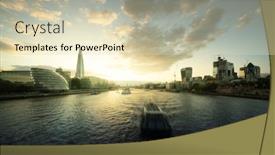  Presentation with london - Amazing slide deck having london-skyline-from-tower-bridge backdrop and a soft green colored foreground