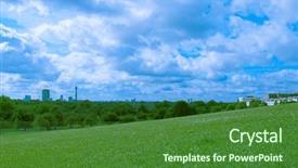  Presentation with panoramic london skyline iconic - Theme having london skyline seen from primrose background and a forest green colored foreground