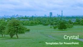  Presentation with panoramic london skyline iconic - Beautiful presentation theme featuring london skyline seen from primrose backdrop and a ocean colored foreground