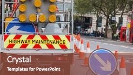  Presentation with vehicle maintenance - Beautiful presentation featuring london street barricaded with highway backdrop and a tawny brown colored foreground