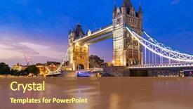  Presentation with london - Amazing PPT theme having london tower bridge lifting up backdrop and a tawny brown colored foreground