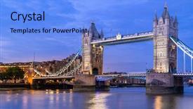  Presentation with dusk - Beautiful theme featuring london tower bridge sunset dusk backdrop and a light blue colored foreground