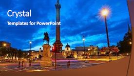  Presentation with square - Slide set with london trafalgar square sunset nelson background and a cobalt blue colored foreground