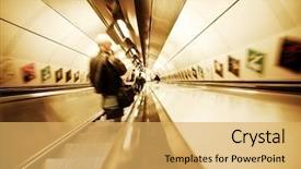  Presentation with london tube - Presentation design having london tube - blurred people commuting between subway background and a yellow colored foreground