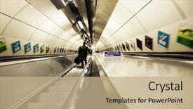  Presentation with london tube - Slide set enhanced with london tube - blurred people commuting between subway background and a coral colored foreground