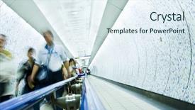  Presentation with london tube - Presentation theme enhanced with london tube - blurred people commuting between underground background and a sky blue colored foreground