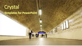  Presentation with london underground - Colorful slide set enhanced with london tube - blurred people on city underground backdrop and a tawny brown colored foreground