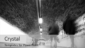  Presentation with london tube - PPT layouts consisting of london tube - blurred people on tunnel black background and a light gray colored foreground