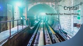  Presentation with london tube - Cool new PPT theme with london tube - subway tunnel backdrop and a light blue colored foreground