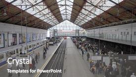  Presentation with london tube - PPT theme with london tube station background and a gray colored foreground