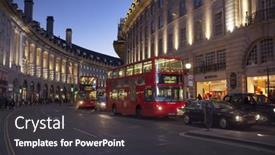  Presentation with buses - Beautiful presentation design featuring london-uk-april-16-2014 backdrop and a dark gray colored foreground