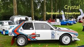  Presentation with rally car - Cool new presentation design with london-uk-circa-september-2011 backdrop and a tawny brown colored foreground