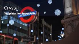 Presentation with london underground - Slide deck enhanced with london-uk-december-20-nighttime background and a navy blue colored foreground