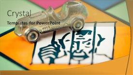  Presentation with monopoly board game - Presentation theme enhanced with london-uk-february-11-2015 background and a coral colored foreground