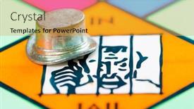  Presentation with monopoly game - Slides consisting of london-uk-february-11-2015 background and a gold colored foreground