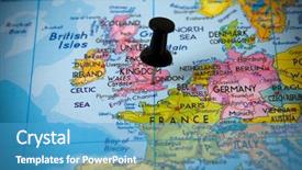  Presentation with map - Slides having london uk in a map background and a teal colored foreground