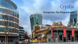  Presentation with office buildings - Audience pleasing PPT theme consisting of london-uk-january-12-2016 backdrop and a light blue colored foreground