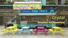  Presentation with food truck - PPT layouts with london-uk-june-5-2017 background and a tawny brown colored foreground