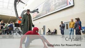  Presentation with spiderman - PPT layouts featuring london-uk-may-26-spiderman background and a light gray colored foreground
